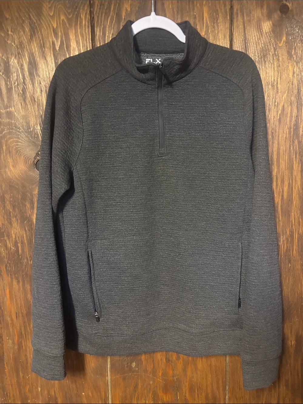 FLX Men's Charcoal Quarter-Zip Knit Pullover